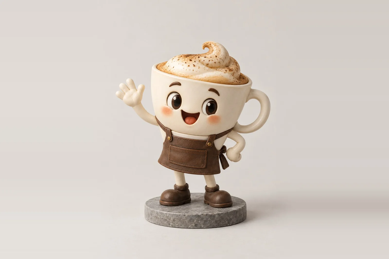 Coffee cup mascot figurine