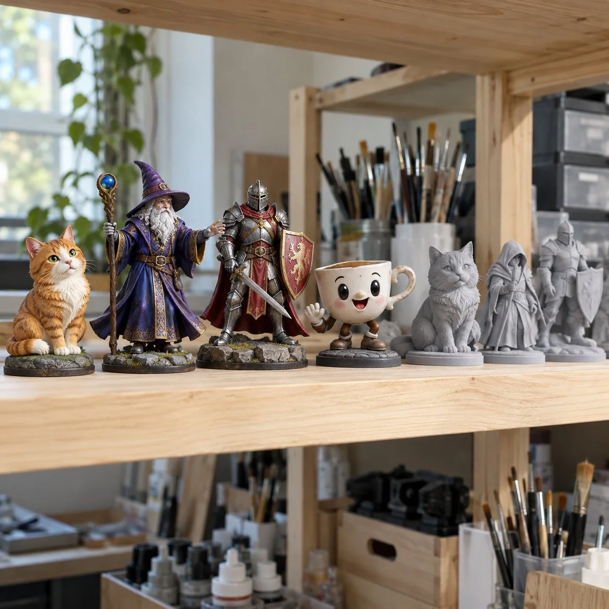 Shelf with finished figurines