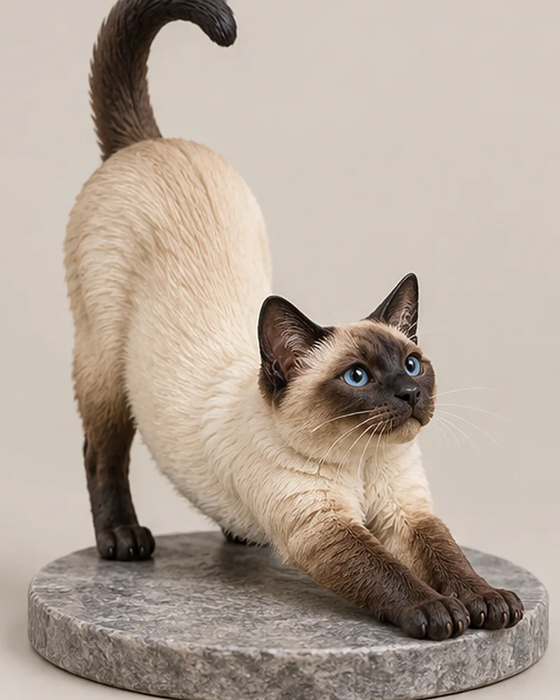 Siamese cat, stretching
