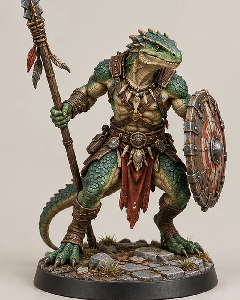 Lizardfolk warrior, 32 mm