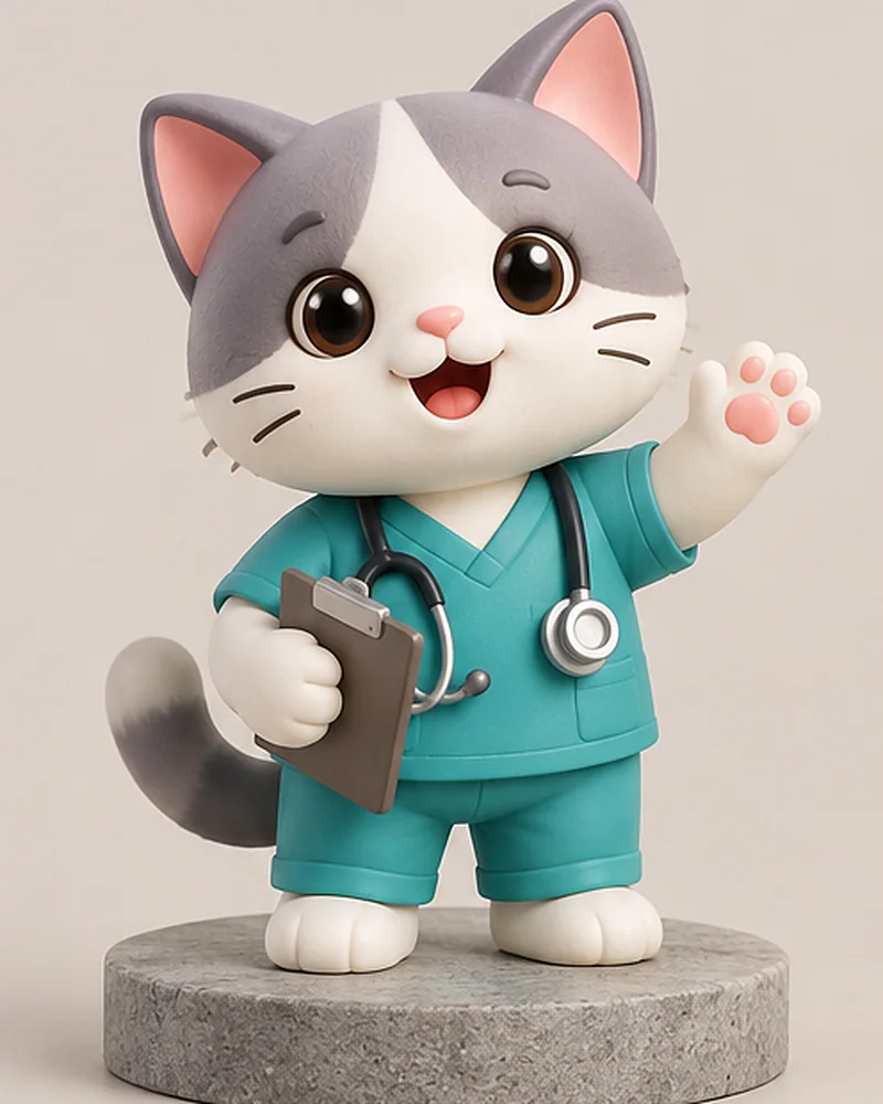Vet clinic cat mascot